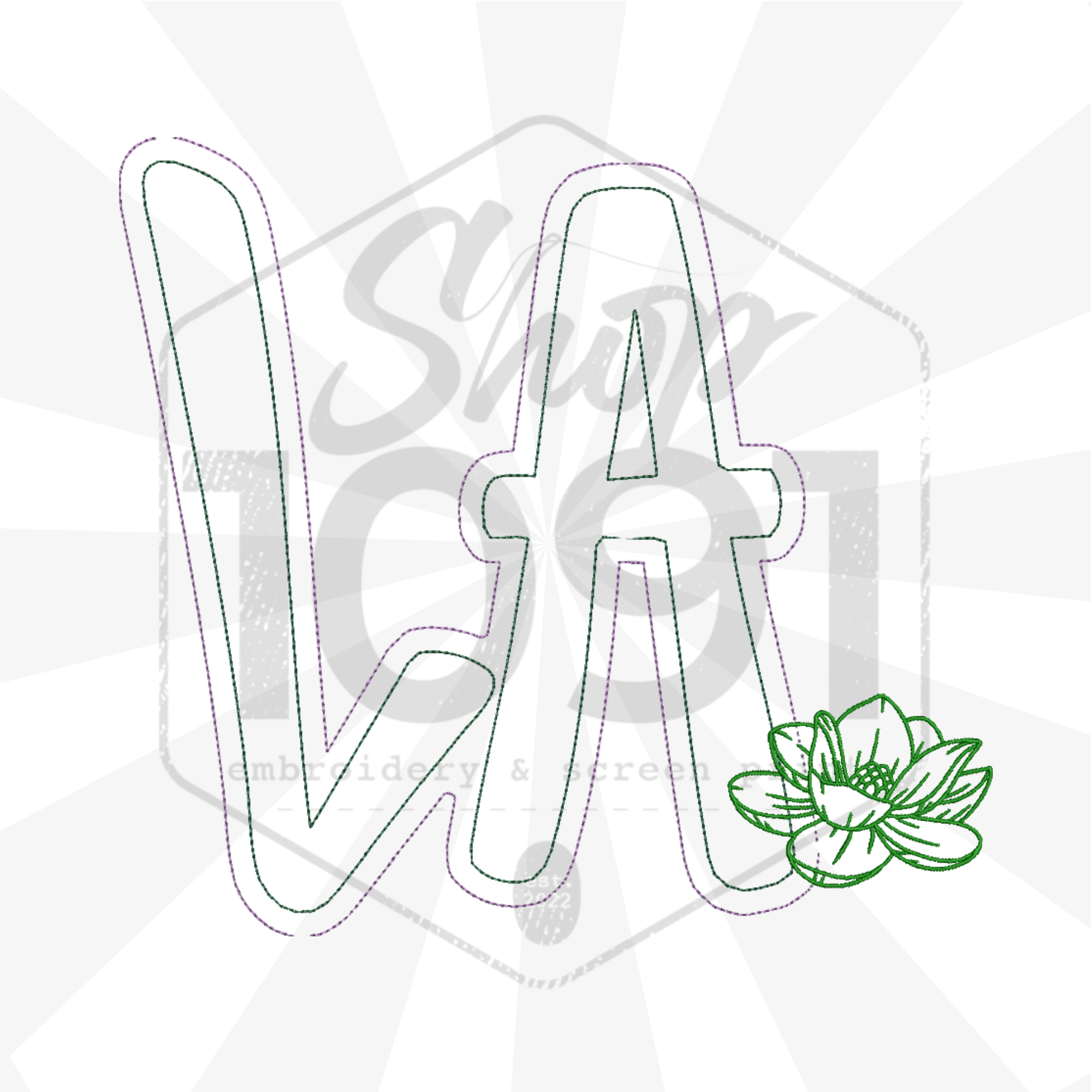 LA State Flower Applique Shop 1091 Embroidery Screen Print La state flower applique shop 1091 embroidery screen print